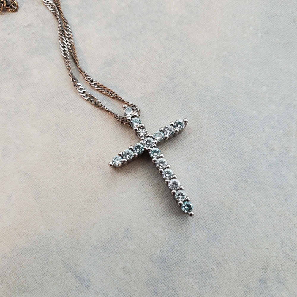 Austrian cubic zirconia cross pendant necklace